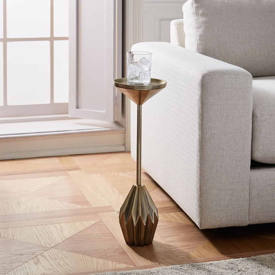 Faceted Brass Drink Side Table (19 cm) - West Elm UK